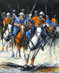 Naeem Rind, 24 x 30 Inch, Acrylic on Canvas, Polo Painting, AC-NAR-039